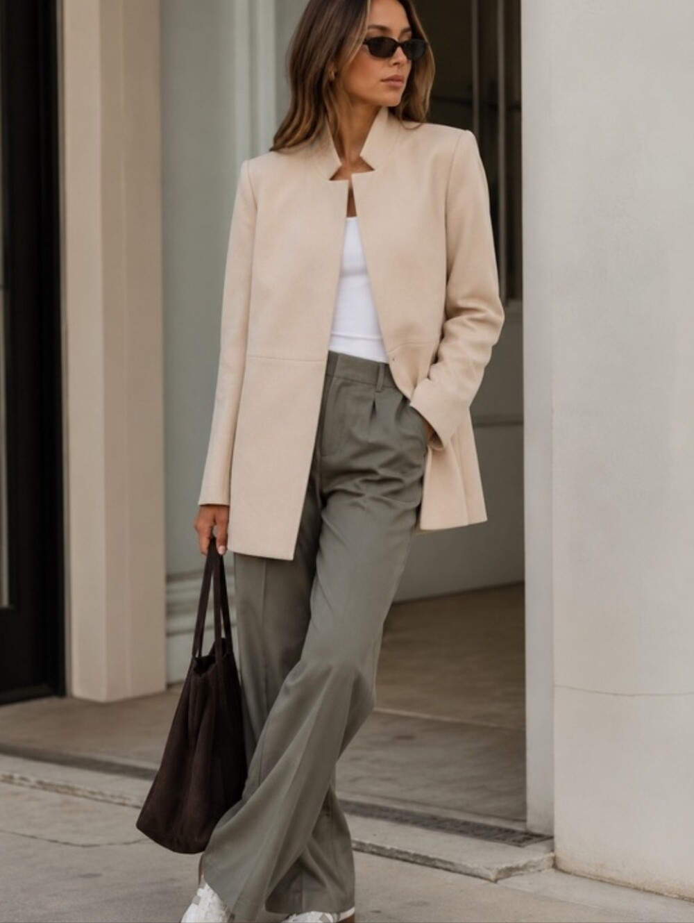 ZARA  Long Blazer Dress Coat Cream Size XS
